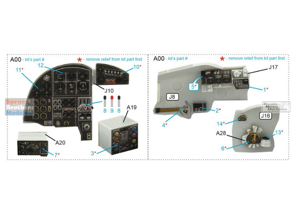 QTSQDS48355 1:48 Quinta Studio Interior 3D Decal - Mosquito B Mk.IV / PR Mk.IV (TAM kit) Small Version