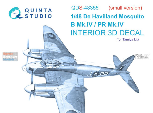 QTSQDS48355 1:48 Quinta Studio Interior 3D Decal - Mosquito B Mk.IV / PR Mk.IV (TAM kit) Small Version