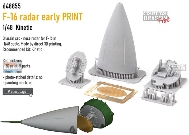 EDU648855 1:48 Eduard Brassin PRINT - F-16 Falcon Radar Early (KIN kit)