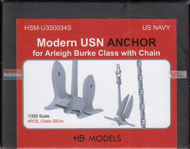 HSMU350034U 1:350 HS Models US Navy Modern Anchor for Arleigh Burke Class with Chain