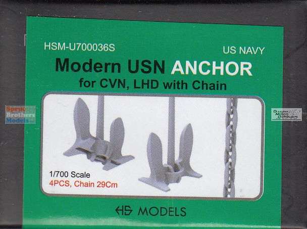HSMU700036U 1:700 HS Models US Navy Modern Anchor for CVN, LHD with Chain