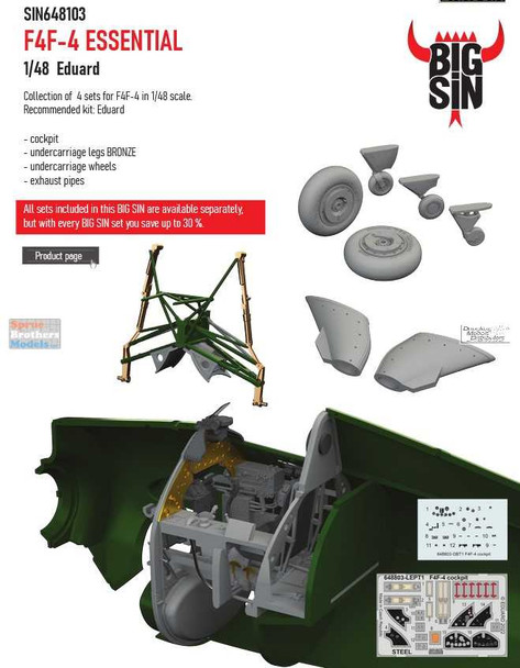 EDUSIN648103 1:48 Eduard BIG SIN F4F-4 Wildcat Essential Detail Set (EDU kit)