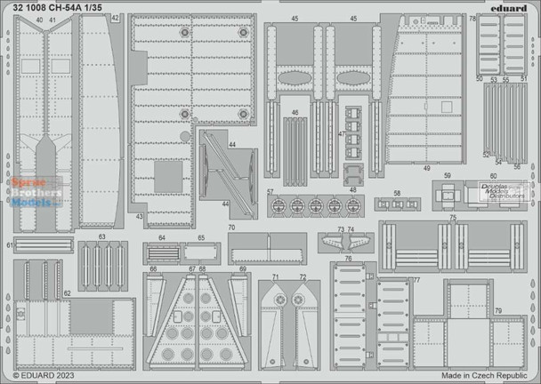 EDU321008 1:32 Eduard Color PE - CH-54A Tarhe Detail Set (ICM kit)