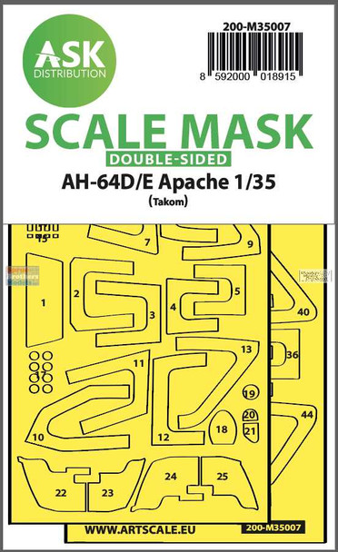 ASKM35007 1:35 ASK/Art Scale Double-Sided Mask - AH-64D AH-64E Apache (TAK kit)