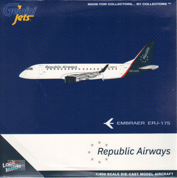 GEMGJ2086 1:400 Gemini Jets Republic Airways ERJ-175LR Reg #N402YX (pre-painted/pre-built)
