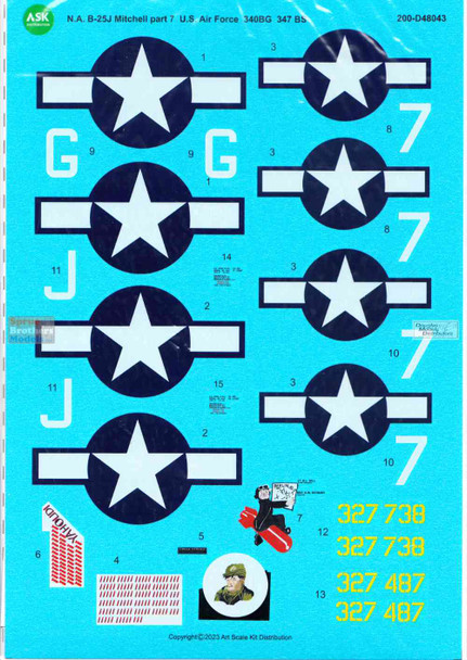 ASKD48043 1:48 ASK/Art Scale Decals - B-25J Mitchell Part 7 - Dogface Squadron USAF