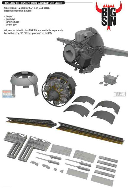 EDUSIN648105 1:48 Eduard BIG SIN F4F-3 Wildcat Early Engine Advanced Detail Set (EDU kit)