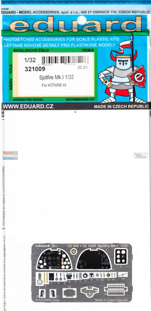 EDU321009 1:32 Eduard Color PE - Spitfire Mk.I Detail Set (KOT kit)