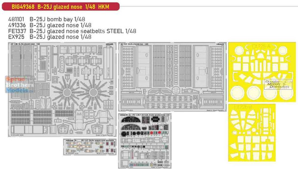 EDUBIG49368 1:48 Eduard BIG ED B-25J Mitchell Glass Nose Super Detail Set (HKM kit)