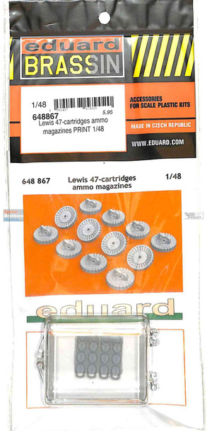 EDU648867 1:48 Eduard Brassin Print - Lewis Gun 47-Cartridge Ammo Magazines