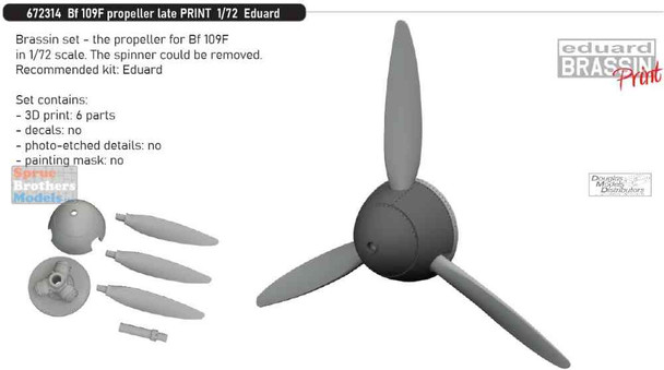 EDU672314 1:72 Eduard Brassin PRINT Bf109F Propeller Late (EDU kit)