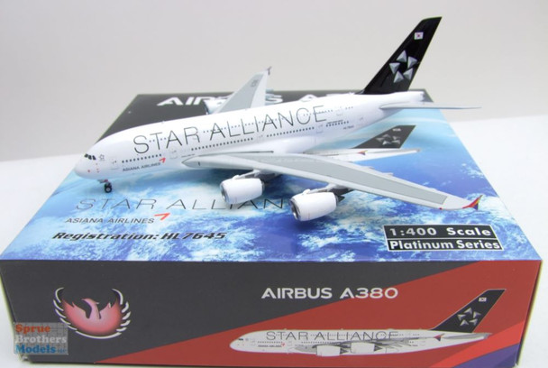 PHX11795 1:400 Phoenix Model Asiana Airlines Airbus A380 Reg #HL7645 'Star Alliance' (pre-painted/pre-built)