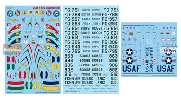 CARCD48202 1:48 Caracal Models Decals - USAF F-104A F-104B F-104C Starfighter