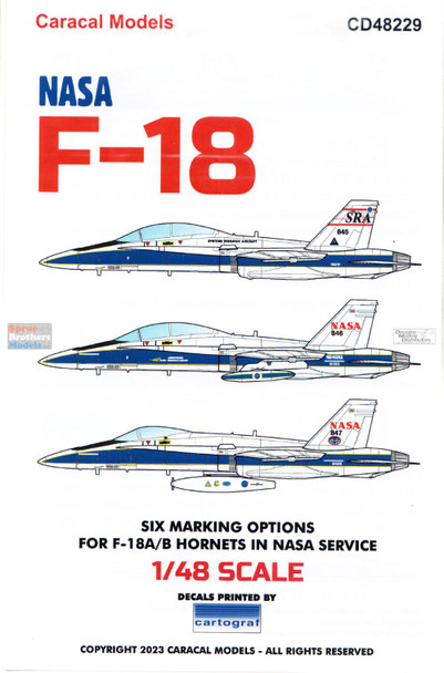 CARCD48229 1:48 Caracal Models Decals - NASA F-18 Hornets