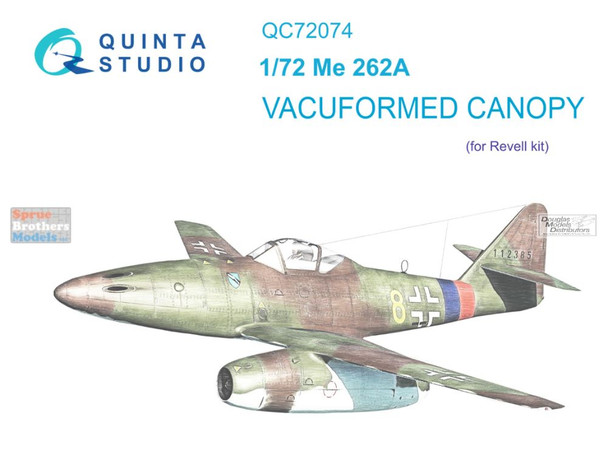 QTSQC72074 1:72 Quinta Studio Vacuformed Canopy - Me262A (REV kit)