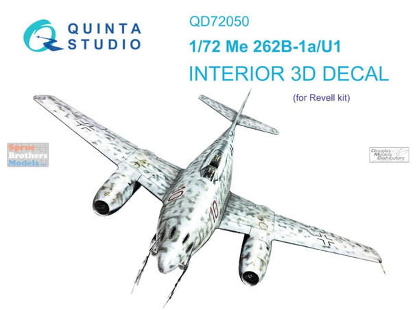 QTSQD72050 1:72 Quinta Studio Interior 3D Decal - Me262B-1a/U1 (REV kit)