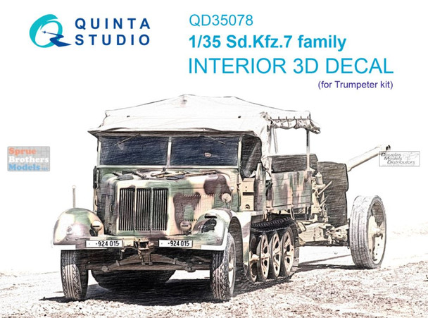 QTSQD35078 1:35 Quinta Studio Interior 3D Decal - Sd.Kfz.7 Family (TRP kit)