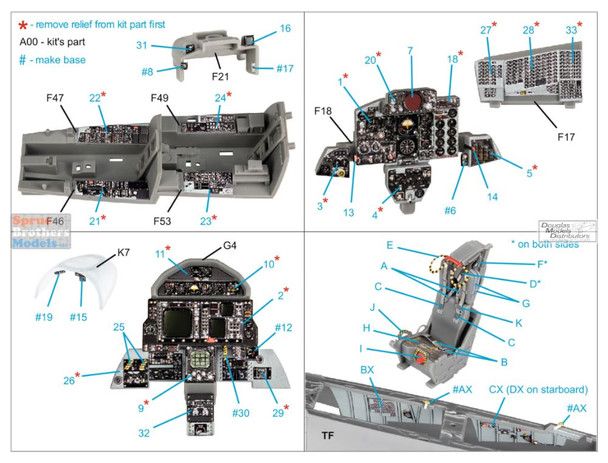 QTSQD48341 1:48 Quinta Studio Interior 3D Decal - F-4G Phantom II Early (MNG kit)