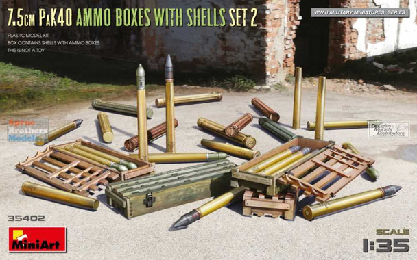 MIA35402 1:35 MiniArt 7.5cm PaK40 Ammo Boxes with Shells Set 2
