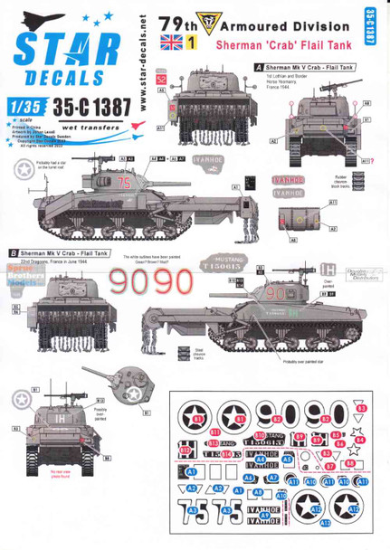 SRD35C1387 1:35 Star Decals - Sherman Crab: British 79th Armoured Division