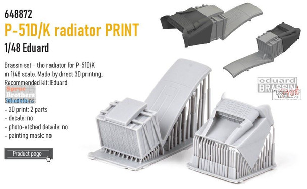 EDU648872 1:48 Eduard Brassin PRINT - P-51D P-51K Mustang Radiator (EDU kit)