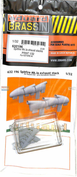 EDU632196 1:32 Eduard Brassin PRINT Spitfire Mk.Ia Exhaust Stacks (KOT kit)