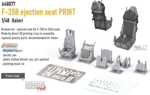 EDU648877 1:48 Eduard Brassin PRINT - F-35B Lightning II Ejection Seat (ITA kit)