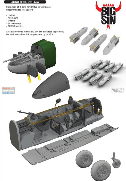 EDUSIN67220 1:72 Eduard BIG SIN Bf110E Super Detail Set (EDU kit)