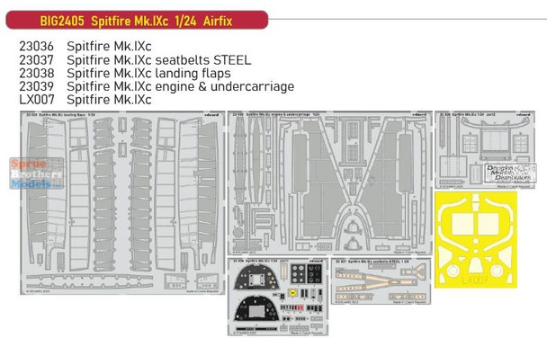 EDUBIG2405 1:24 Eduard BIG ED Spitfire Mk.IXc Super Detail Set (AFX kit)
