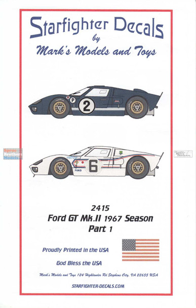 SFD02415 1:24 Starfighter Decals - Ford GT Mk.II Le Mans 1967 Part 1