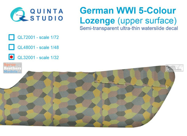 QTSQL32001 1:32 Quinta Studio German WWI 5-Color Lozenge (upper surface)