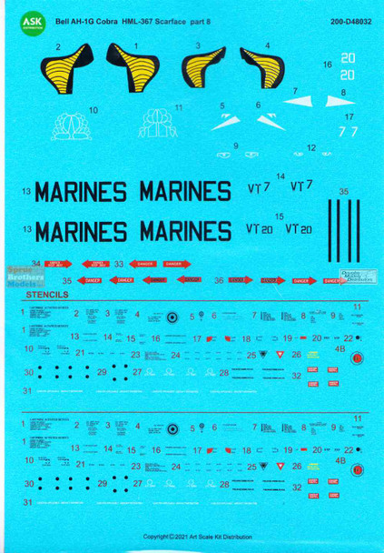 ASKD48032 1:48 ASK/Art Scale Decals - AH-1G Cobra HML-367 Scarface Part 8