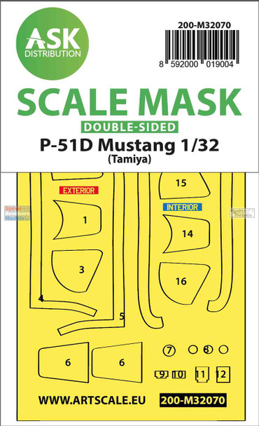 ASKM32070 1:32 ASK/Art Scale Double-Sided Mask - P-51D Mustang (TAM kit)