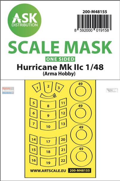 ASKM48155 1:48 ASK/Art Scale Mask - Hurricane Mk.IIc (ARH kit)