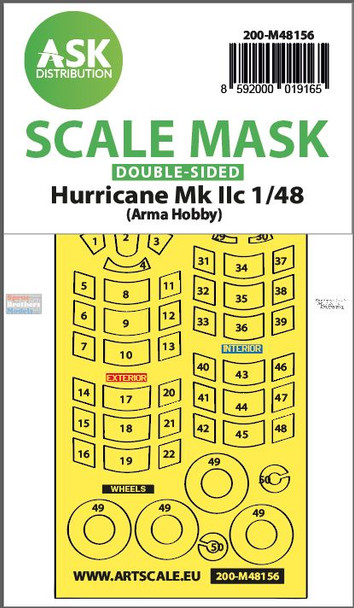 ASKM48156 1:48 ASK/Art Scale Double-Sided Mask - Hurricane Mk.IIc (ARH kit)