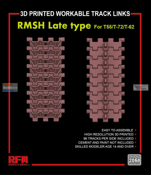 RFMRM2058 1:35 Rye Field Model 3D Printed Workable Track Links - RMSH Late Type (for T-55/T-72/T-62)