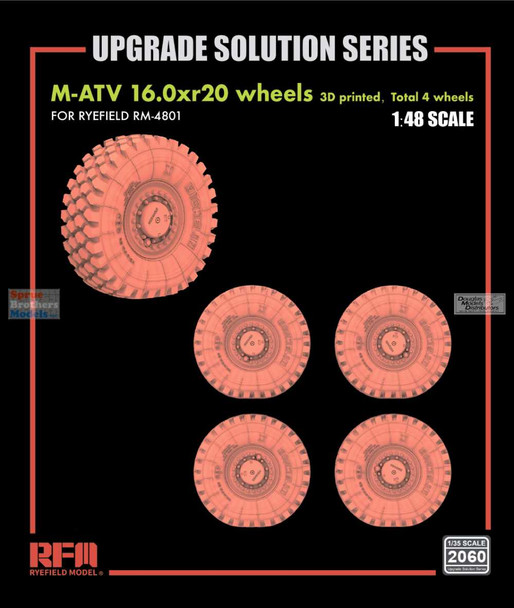 RFMRM2060 1:48 Rye Field Model 3D Printed Wheels - M-ATV 16.0xR20 Wheels Set (RFM kit)