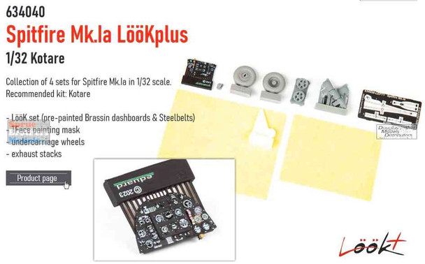 EDU634040 1:32 Eduard Look Plus - Spitfire Mk.Ia Detail Set (KOT kit)