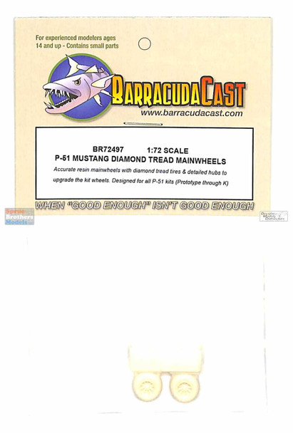 BARBR72497 1:72 BarracudaCast P-51 Mustang Diamond Tread Main Wheels