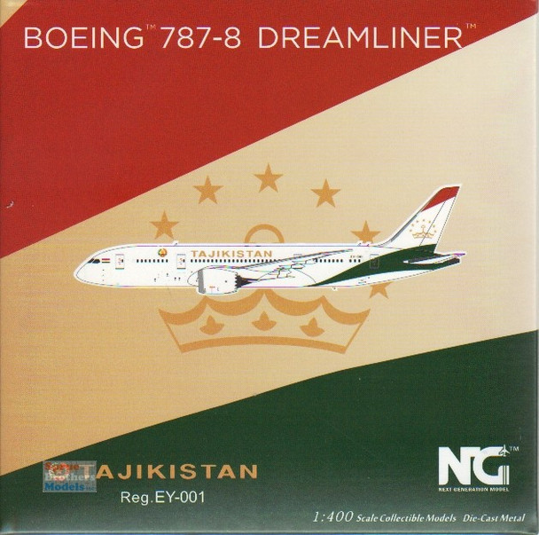 NGM59023 1:400 NG Model Tajikistan Government B787-8 Reg #EY-001 (pre-painted/pre-built)