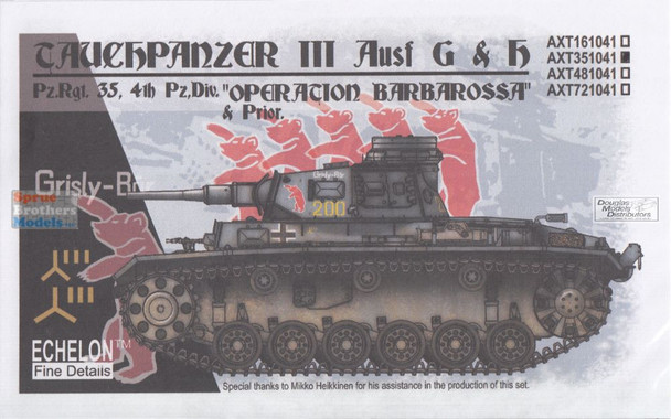 ECH351041 1:35 Echelon Tauchpanzer III Ausf.G & H Operation Barbarossa and Prior