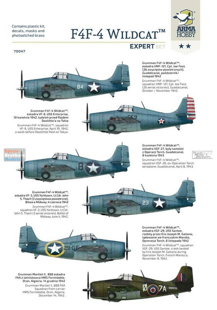 ARM70047 1:72 Arma Hobby F4F-4 Wildcat (Expert Set)