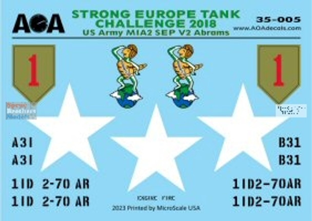 AOA35005 1:35 AOA Decals - US Army M1A2 SEP V2 Abrams Strong Europe Tank Challenge 2018