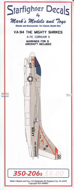 SFD350206S 1:350 Starfighter Decals -  A-7E Corsair II VA-94 Mighty Shrikes 1980s