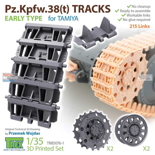 TRXTR85076-1 1:35 TRex - Pz.Kpfw.38(t) Tracks Early Type (TAM kit)