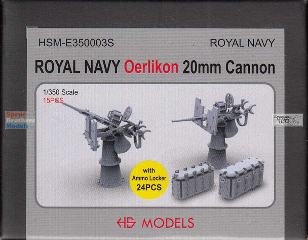 HSME350003E 1:350 HS Models Royal Navy Oerlikon 20mm Cannon