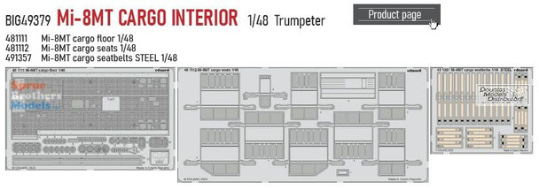 EDUBIG49379 1:48 Eduard BIG ED Mi-8MT Hip Cargo Interior Super Detail Set (TRP kit)