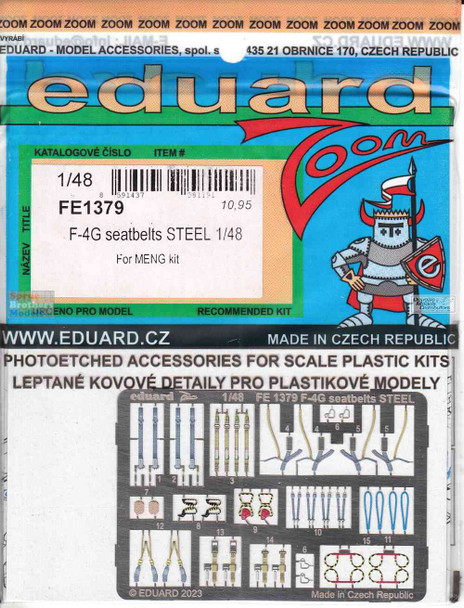 EDUFE1379 1:48 Eduard Color Zoom PE - F-4G Phantom II Seatbelts [STEEL] (MNG kit)