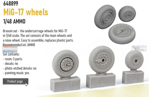 EDU648899 1:48 Eduard Brassin Print - MiG-17 Fresco Wheels (AMM kit)