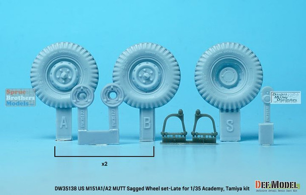 DEFDW35138 1:35 DEF Model M151A1/A2 Mutt Late Sagged Wheel Set